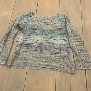 Free People Light Gray and Pale Blue Knit Sweater
